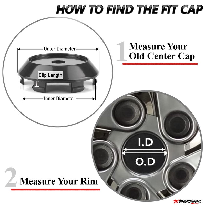 RTrhinotuning 70mm 2.76" Wheel Center Caps Compatible with XXR 527 SSR GTX01 GTV01 Akita Wheel C123201B Rim Caps Pack of 4 (Black, Outer 70MM, Inner 63MM) Wheel Center Hub Caps - Image 5